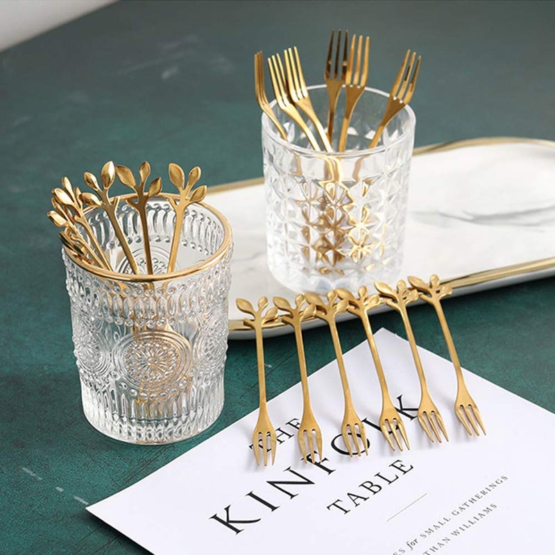 AnSaw 10-Piece Gold Mini Leaf Dessert Forks Set - 4.7" Elegant Stainless Steel Fruit, Appetizer, Cake & Salad Forks - Perfect for Cocktail Parties & Home Use - Image 3